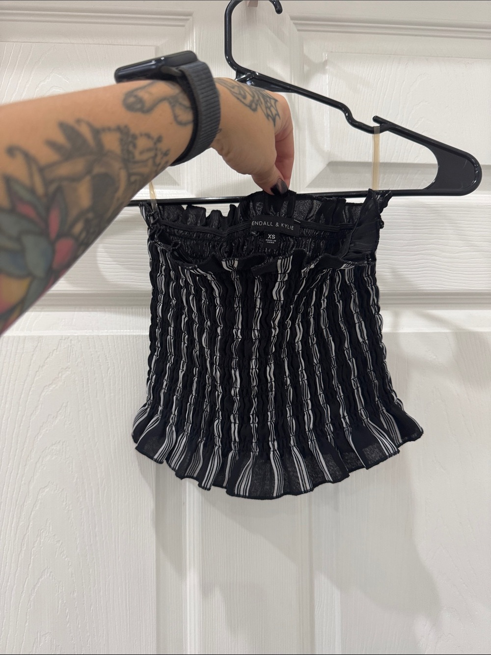 Kendall & Kylie Black tube top with White Stripes